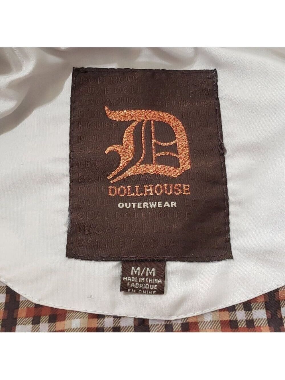 Dollhouse Womens Beige Quilted Puffer Vest Plaid Lining Size M - Picture 5 of 9
